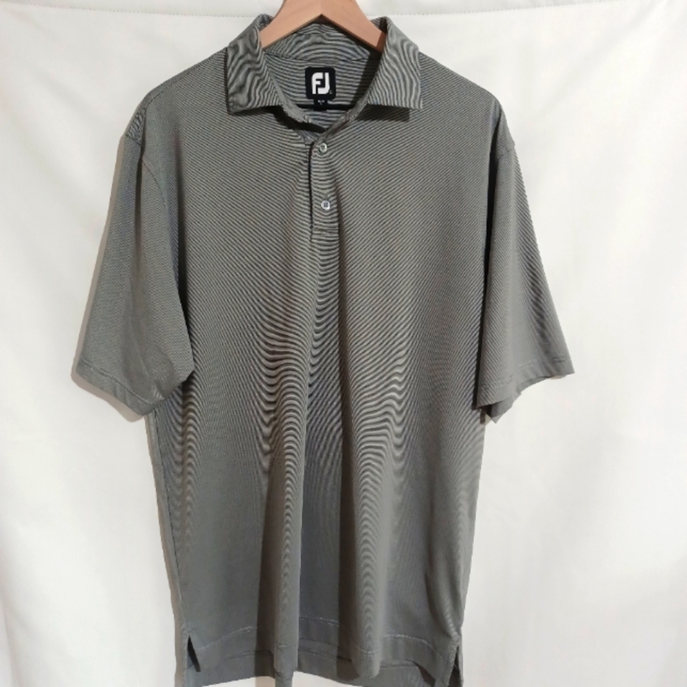 FootJoy Grey And Black Stripe Golf Polo